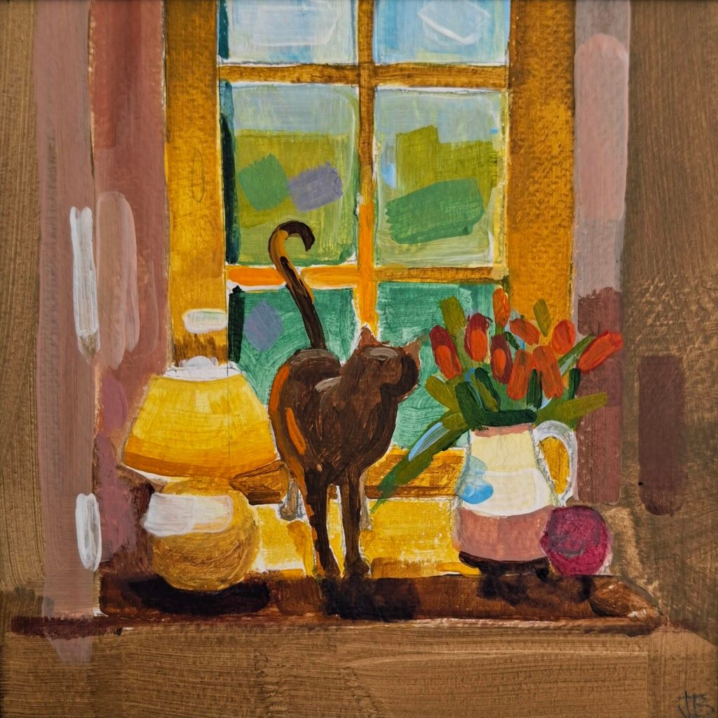 PF 26 9 Red tulips and standing cat